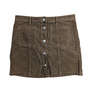 GAP Y2K Button Front Brown Corduroy Skirt, Size 10